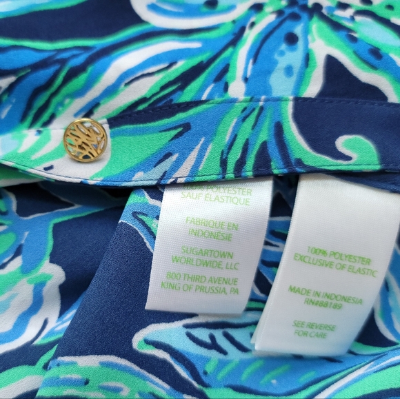 LILLY PULITZER Bell Sleeve Button Down Blouse M - Picture 4 of 4